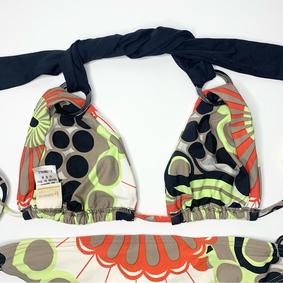 L*Space | Circle Pattern Triangle Bikini & Bottom w/ Dark Gray Hardware - XS/S - Picture 6 of 7